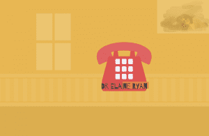 cartoon image of telephone and Dr Elaine Ryan