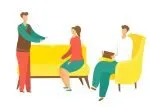 vector image of psychologist helping couple with relationship anxiety