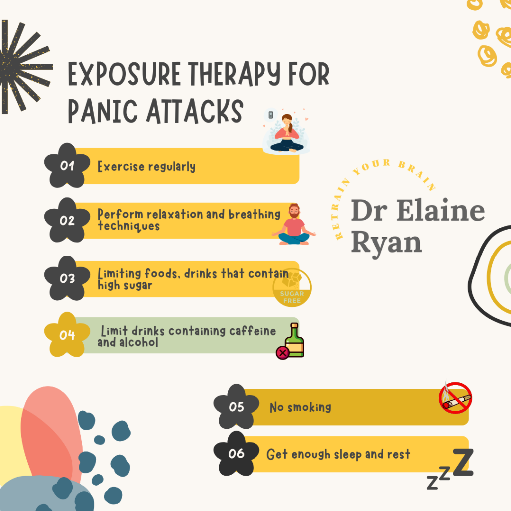 exposure therapy for panic attacks, showing 6 steps with dr elaine ryan logo