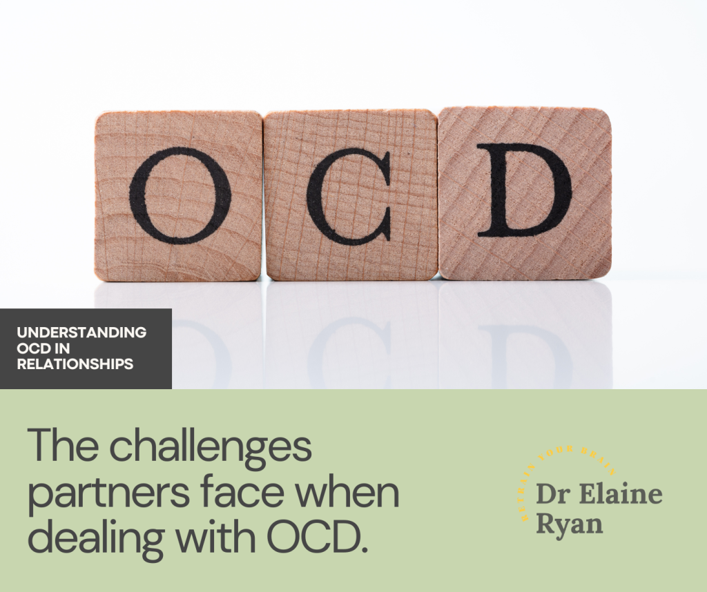 blocks with letters OCD and impact on partners with dr Elaine Ryan logo