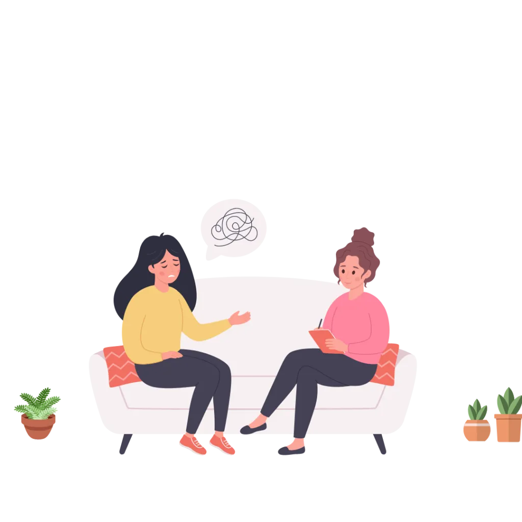 image of therapist sitting on couch with client 