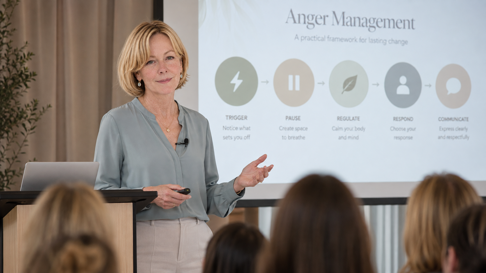 Dr Elaine Ryan speaking at anger management