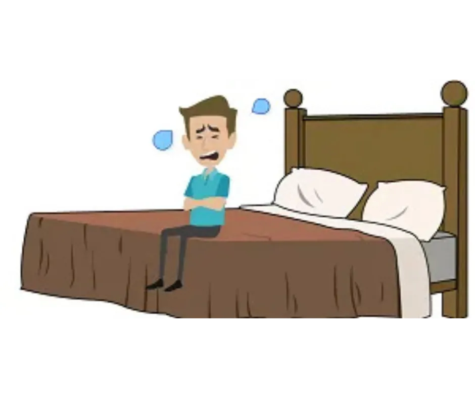 man frightened in bed man frightened in bed