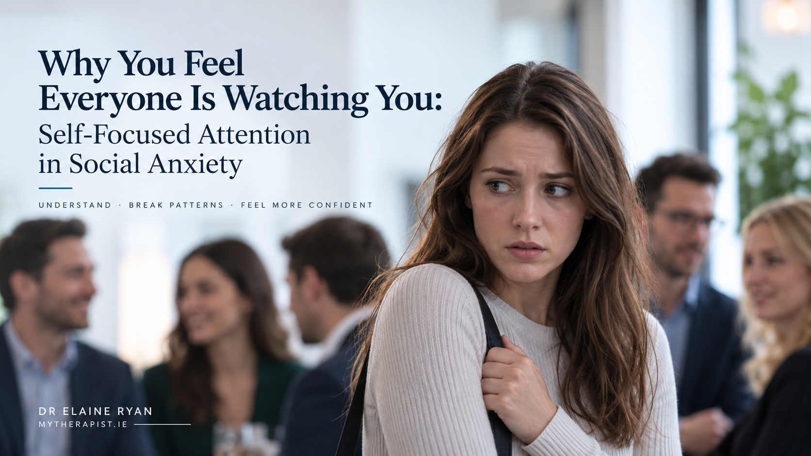 woman looking anxious as if everyone watching her