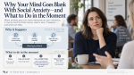 flow chart showing what to do when mind goes blank social anxiety and picture of woman